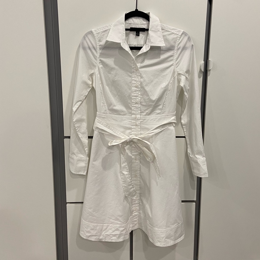 Banana Republic - Poplin Shirt Dress with Tie Belt - White - Size 0